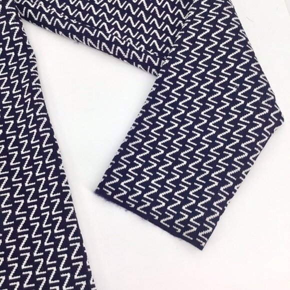 Zara Knit | Navy Blue White | Z Print Jacquard Long Sleeve Dress Size Me… - Picture 5 of 7